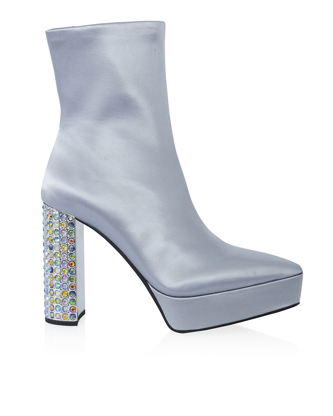 JEFFREY CAMPBELL атласные ботильоны с отделкой каблука кристаллами  артикул BEL-DU-BAL марки JEFFREY CAMPBELL купить за 36600 руб.