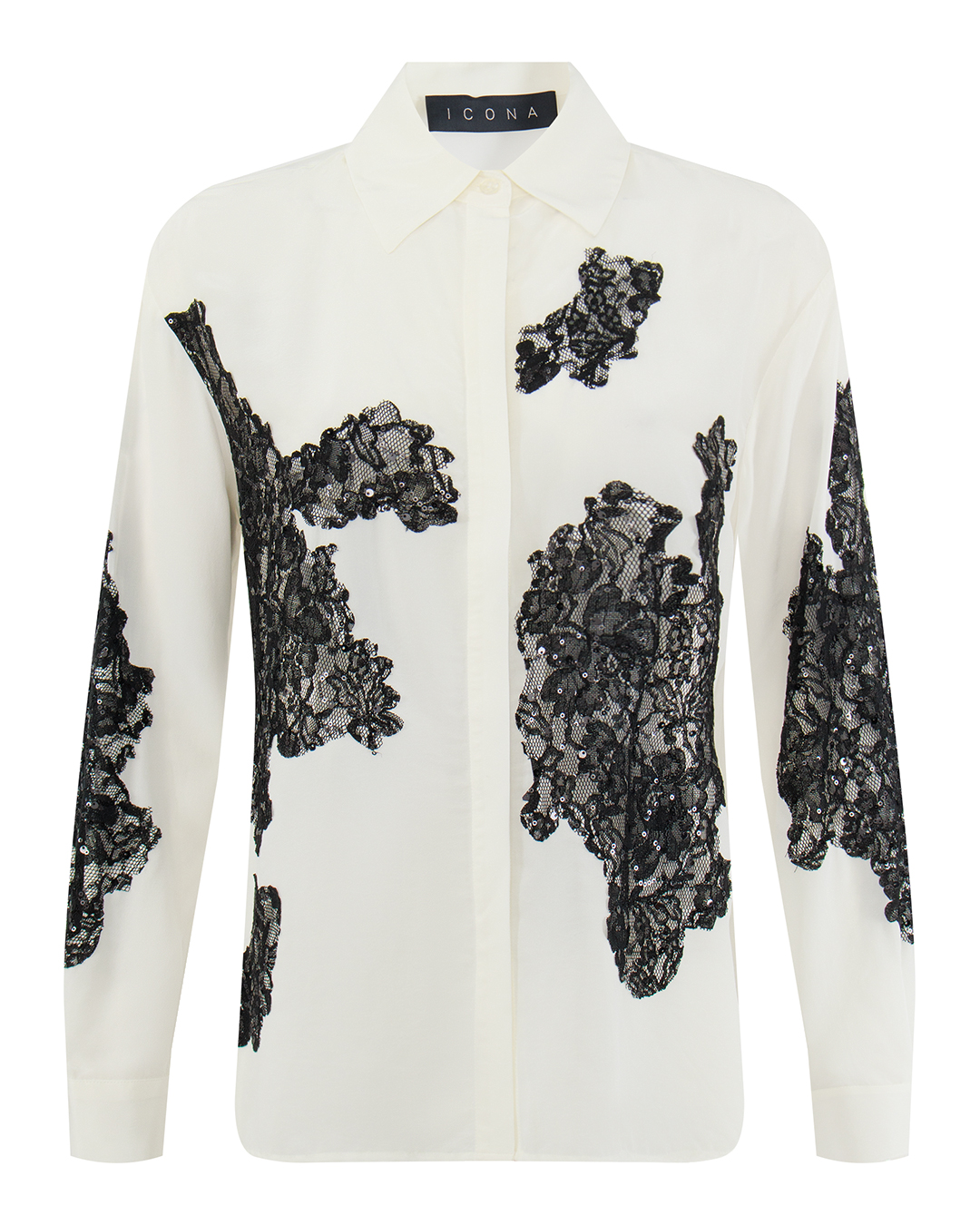 ICONA BY KAOS блуза с кружевом и пайетками артикул RP5NT069 марки ICONA BY KAOS купить за 35200 руб.