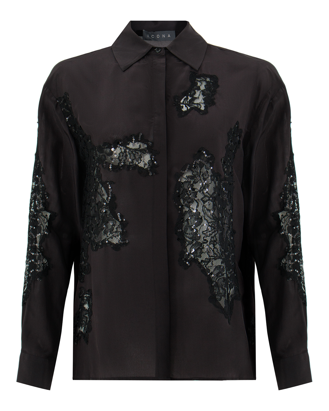 ICONA BY KAOS блуза с кружевом и пайетками артикул RP5NT069 марки ICONA BY KAOS купить за 35200 руб.