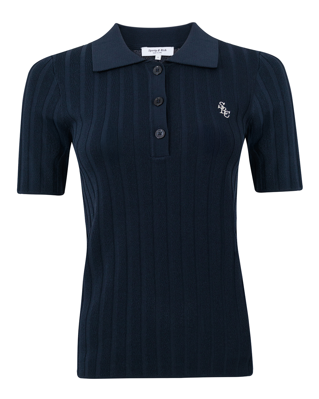 Sporty & Rich поло вязаное в рубчик  артикул WS069620305BL марки Sporty & Rich купить за 25200 руб.